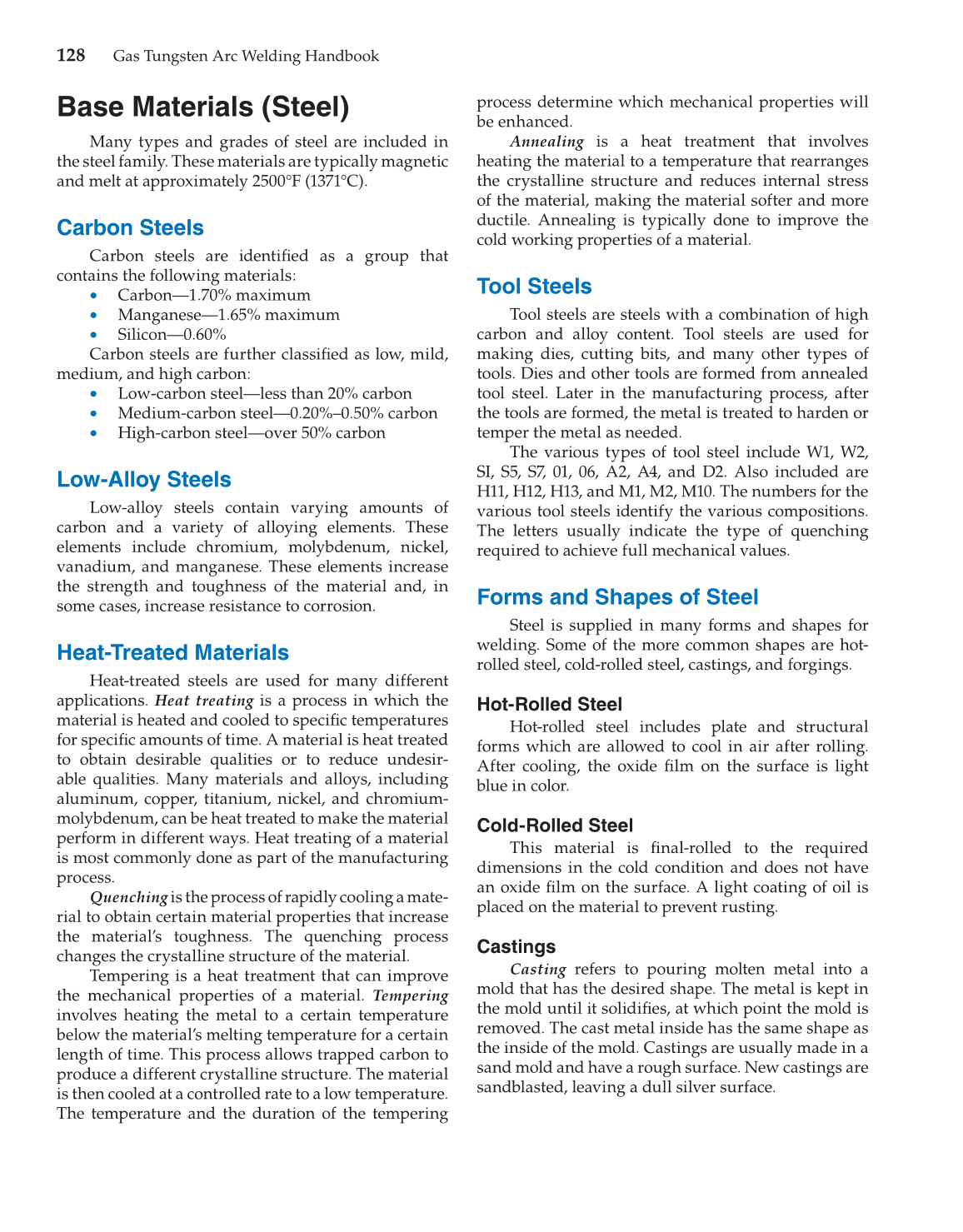 Gas Tungsten Arc Welding Handbook, 6th Edition page 128