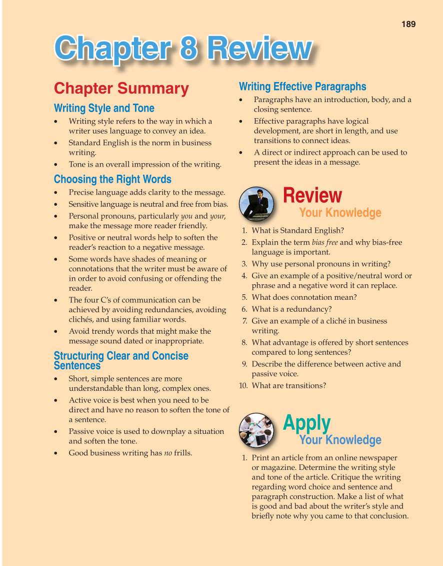 Fundamentals of Business Communication, 1st Edition page 189