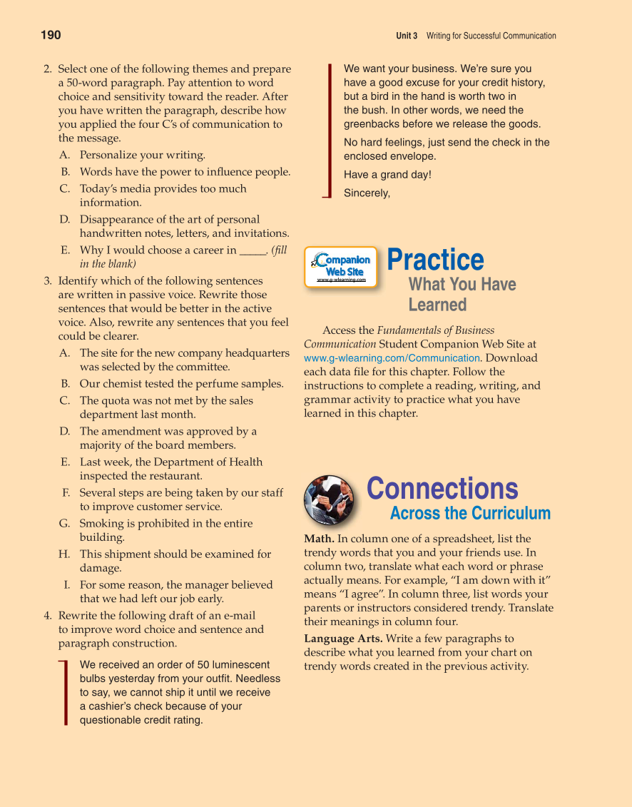 Fundamentals of Business Communication, 1st Edition page 190