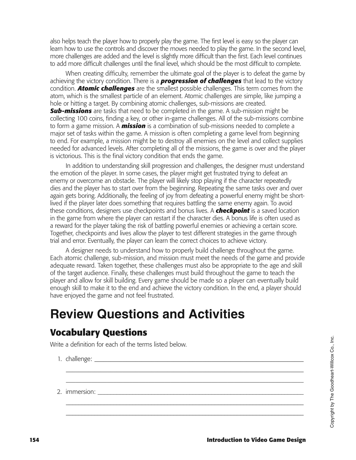 Introduction to Video Game Design, 1st Edition page 154