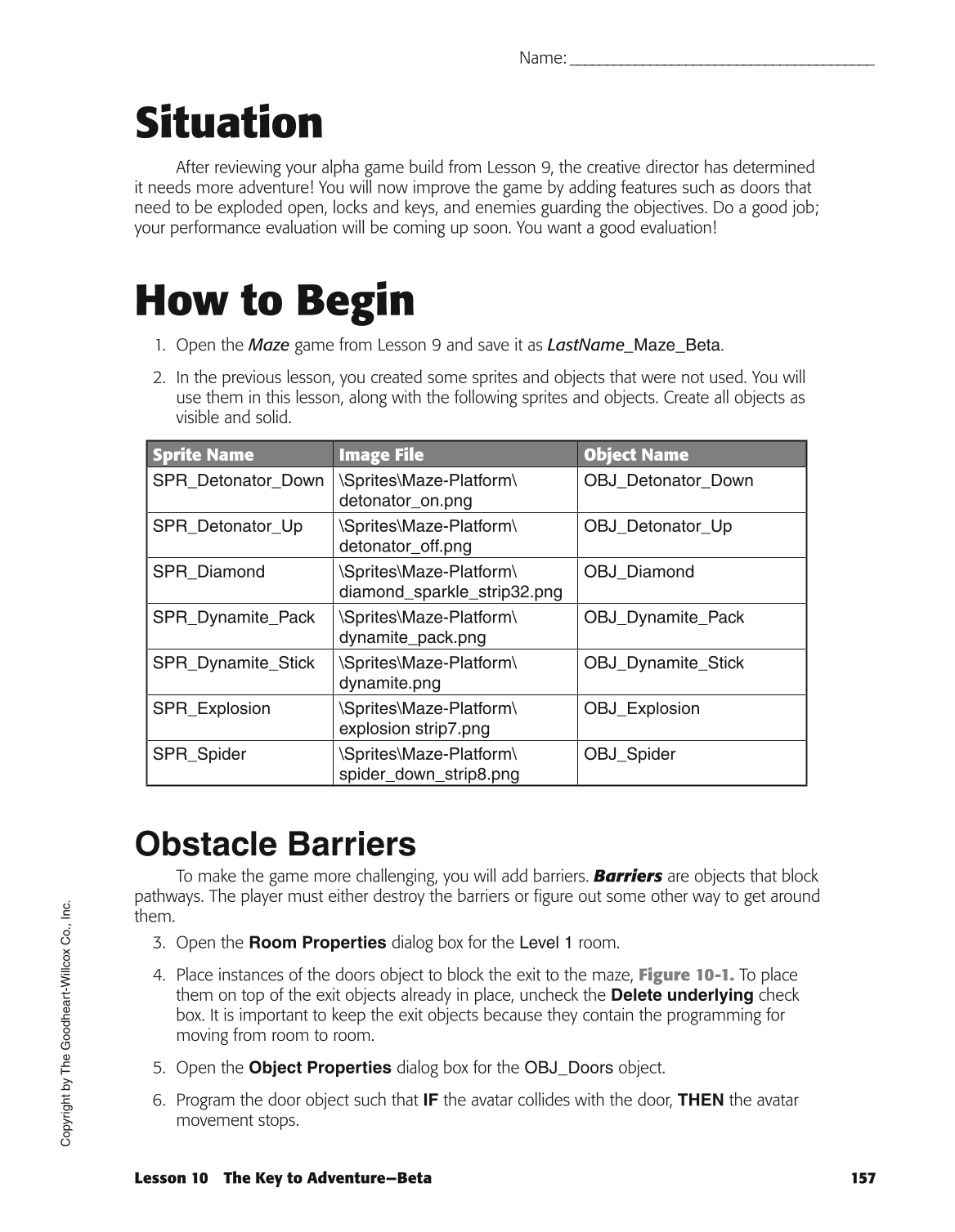 Introduction to Video Game Design, 1st Edition page 157