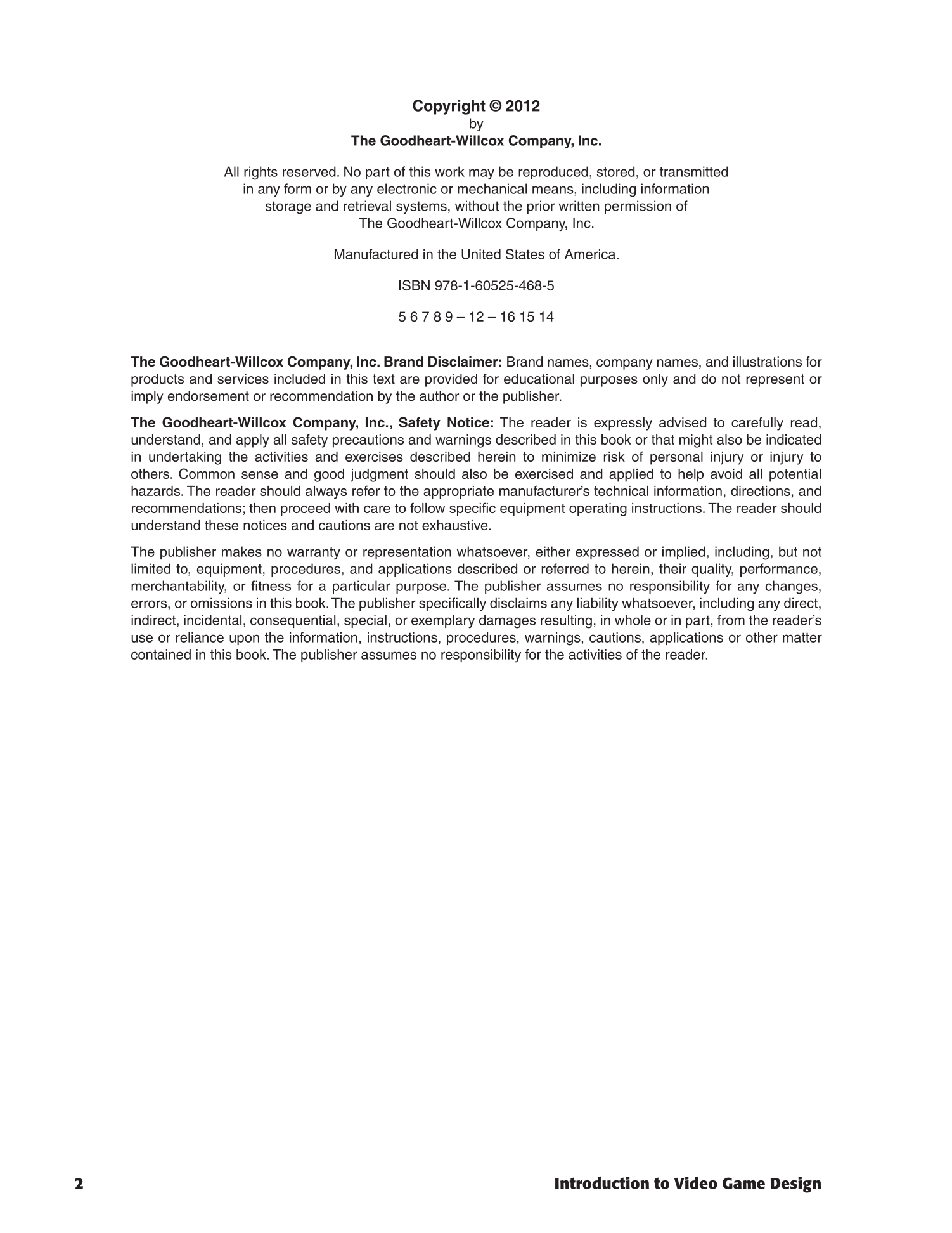 Introduction to Video Game Design, 1st Edition page 2