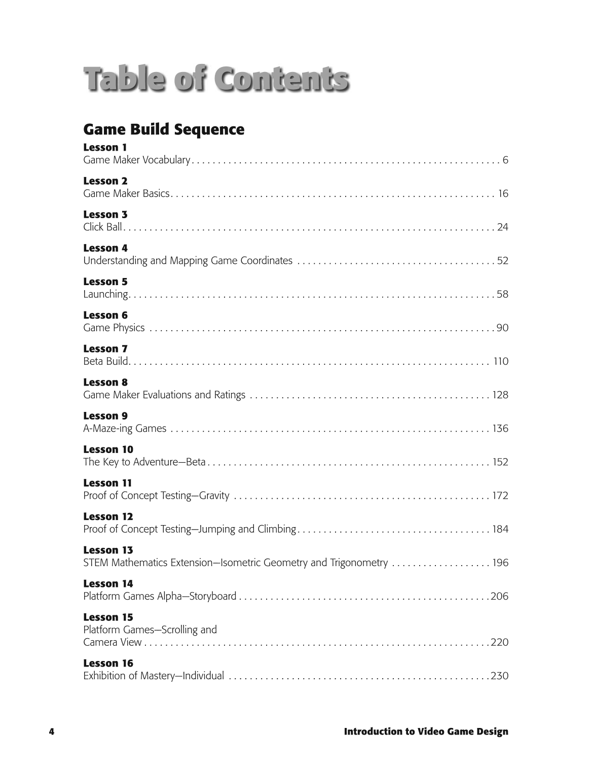 Introduction to Video Game Design, 1st Edition page 4