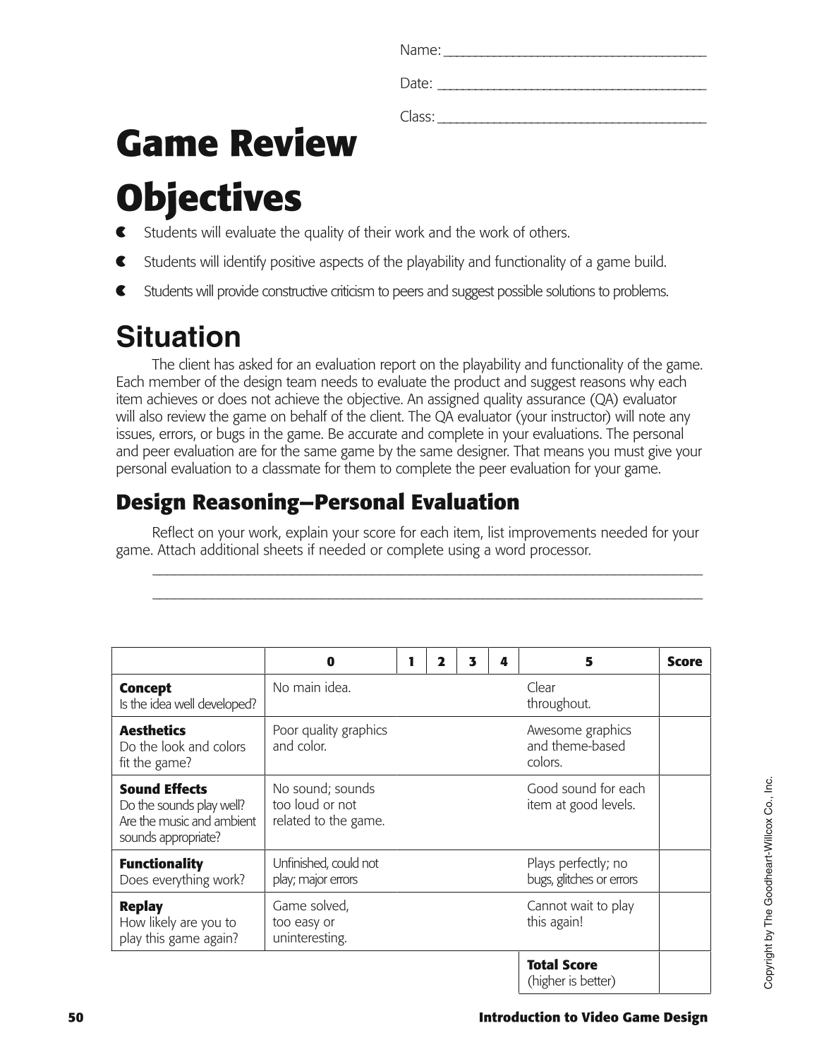 Introduction to Video Game Design, 1st Edition page 50