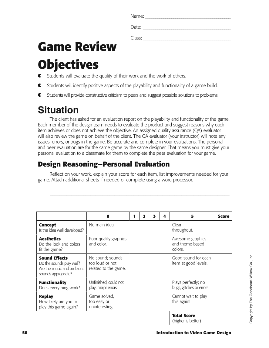 Introduction to Video Game Design, 1st Edition page 50