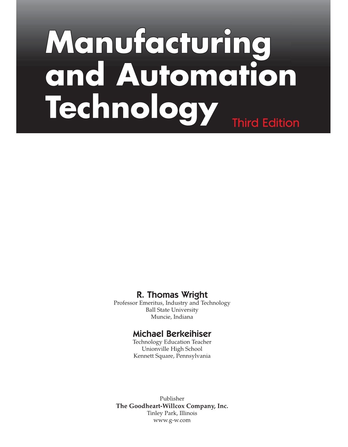 Manufacturing and Automation Technology, 3rd Edition page 1