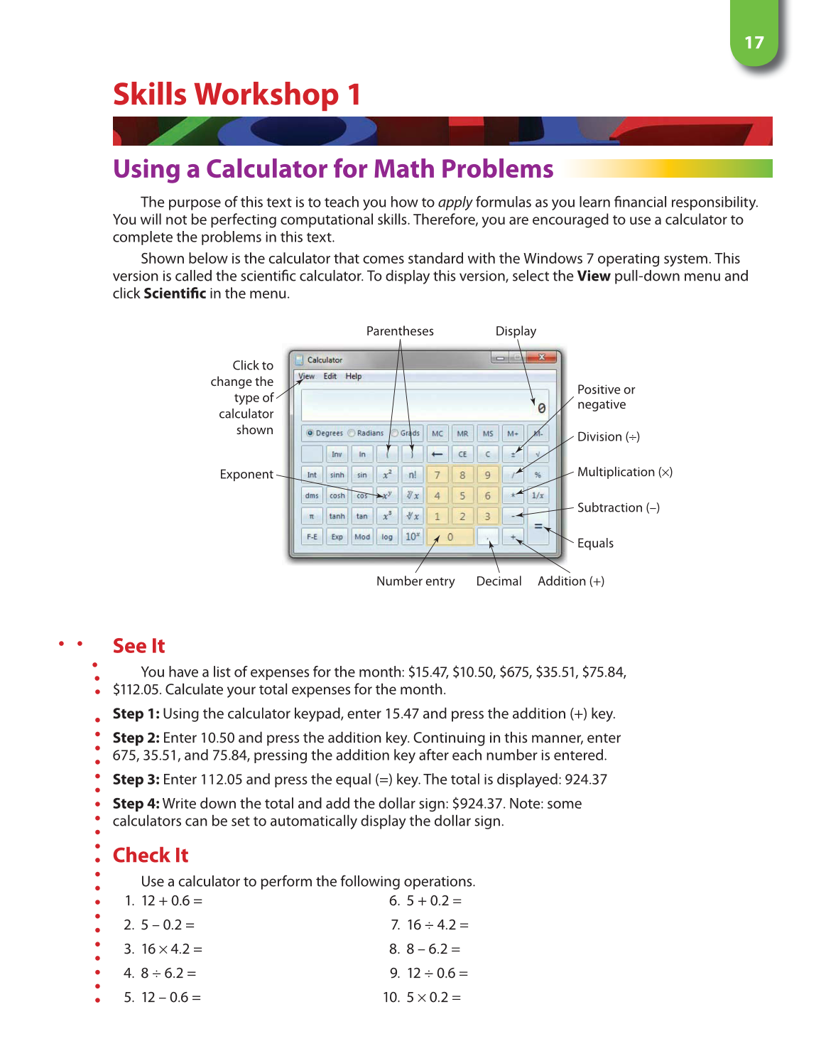 Math for Financial Literacy, 1st Edition page 17