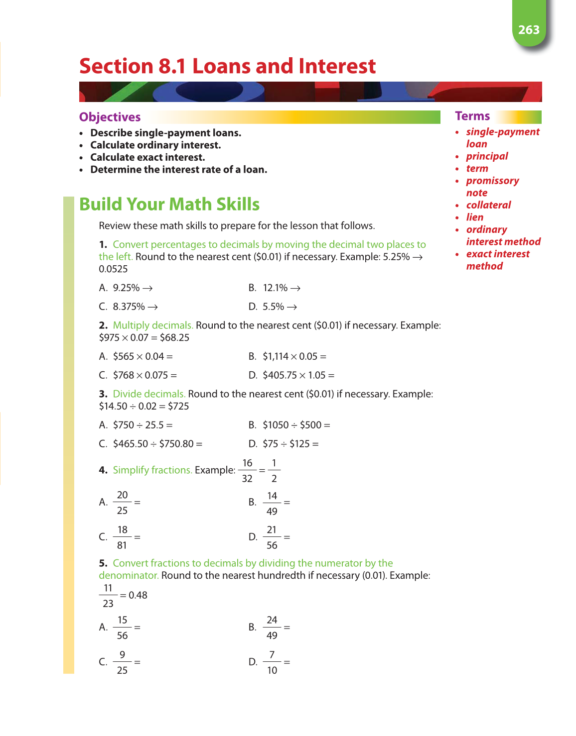 Math for Financial Literacy, 1st Edition page 263