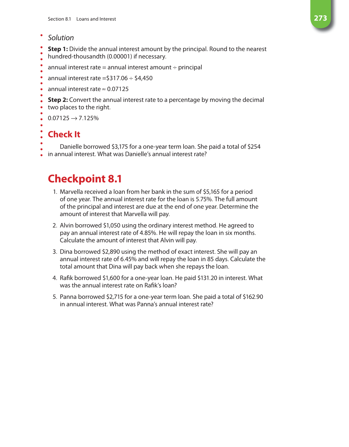 Math for Financial Literacy, 1st Edition page 273