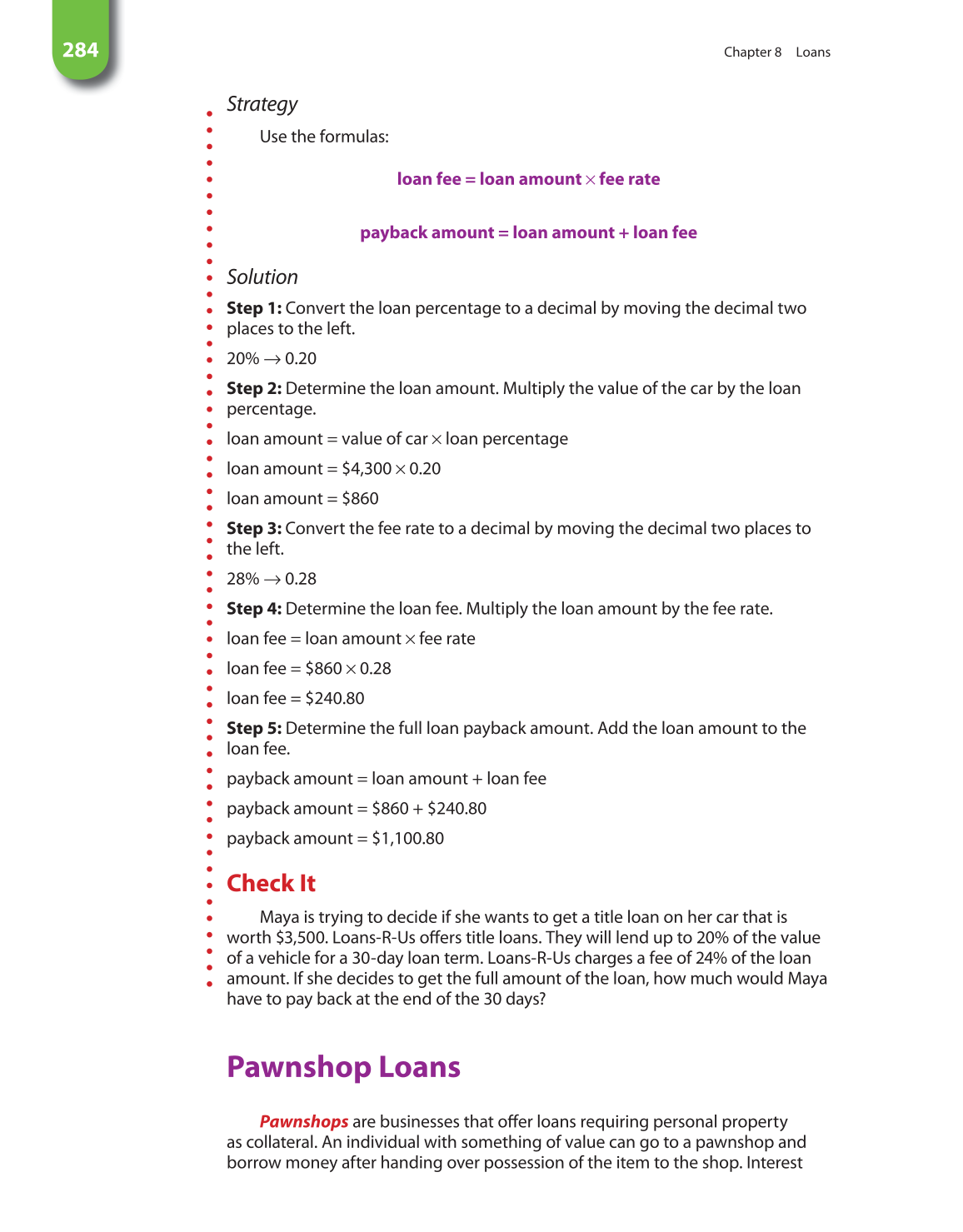 Math for Financial Literacy, 1st Edition page 284