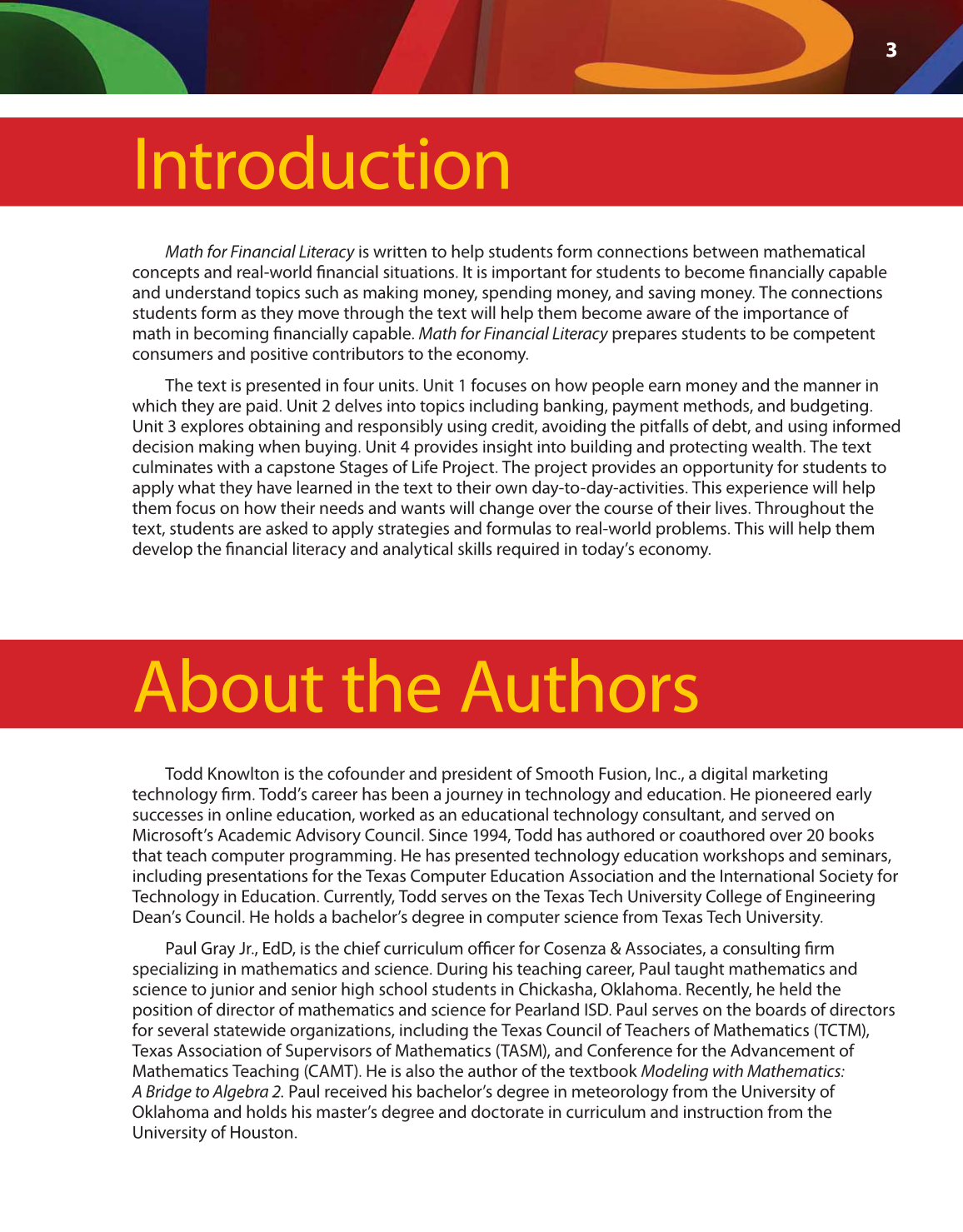 Math for Financial Literacy, 1st Edition page 3