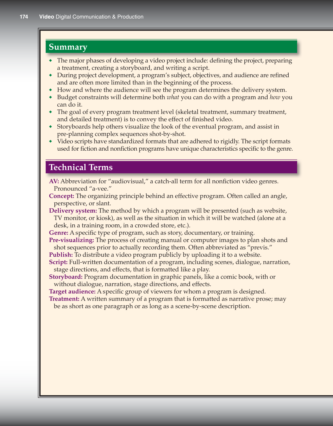 Video: Digital Communication &amp; Production, 3rd Edition page 174
