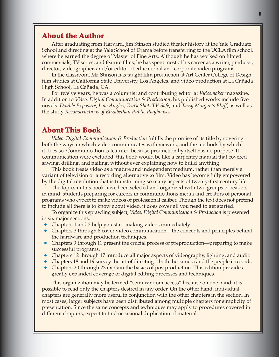 Video: Digital Communication &amp; Production, 3rd Edition page iii