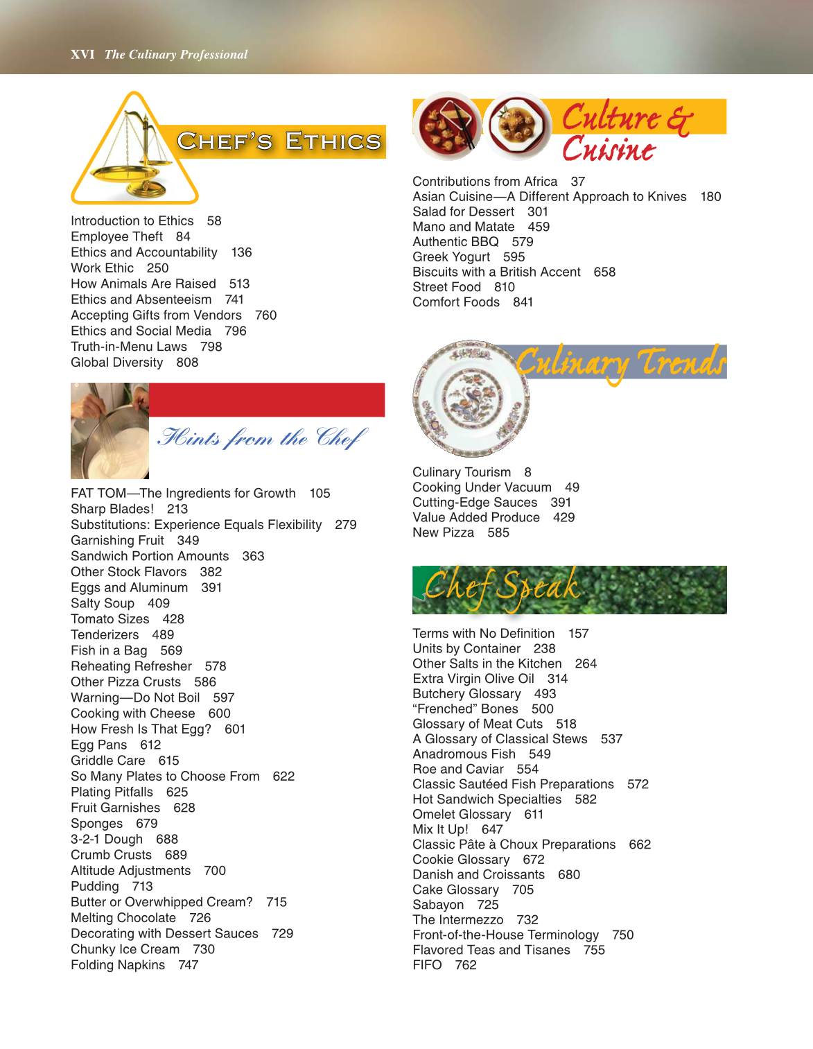 The Culinary Professional, 2nd Edition page XVI