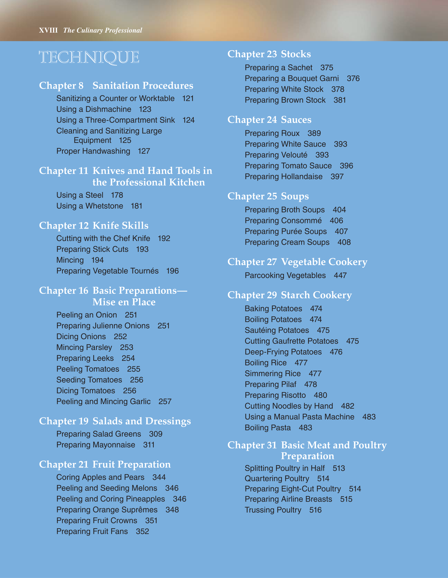 The Culinary Professional, 2nd Edition page XVIII