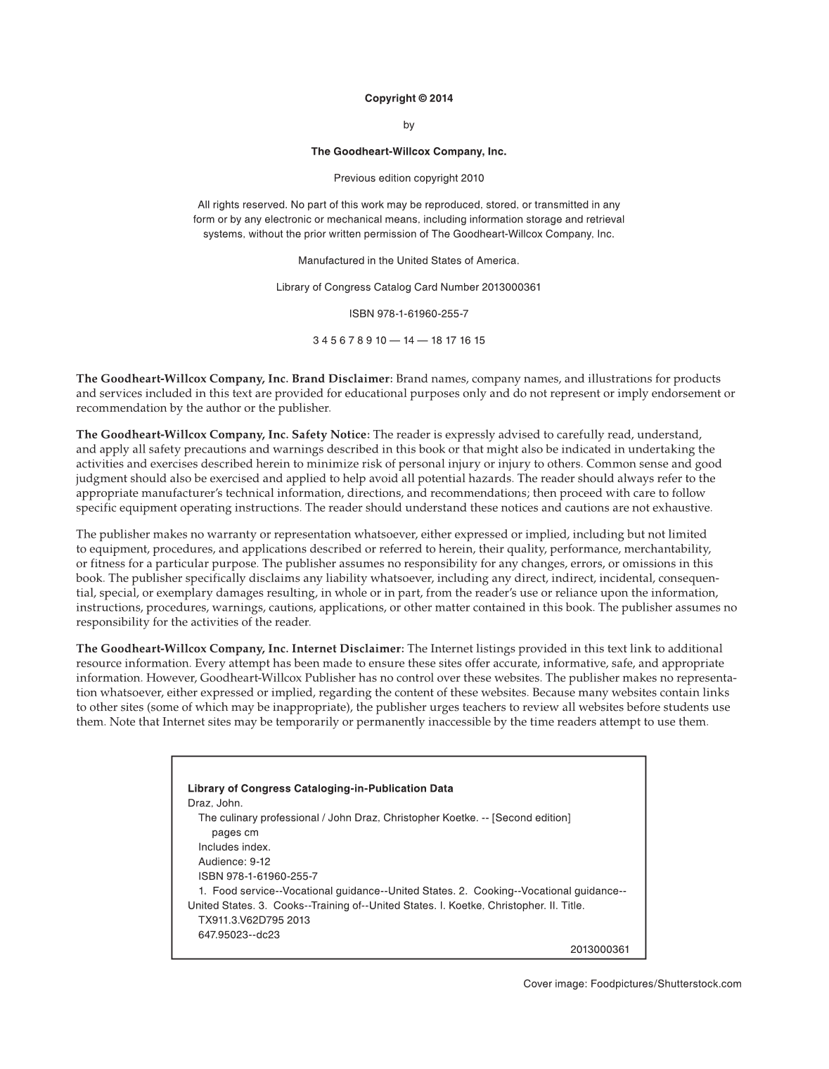 The Culinary Professional, 2nd Edition page II