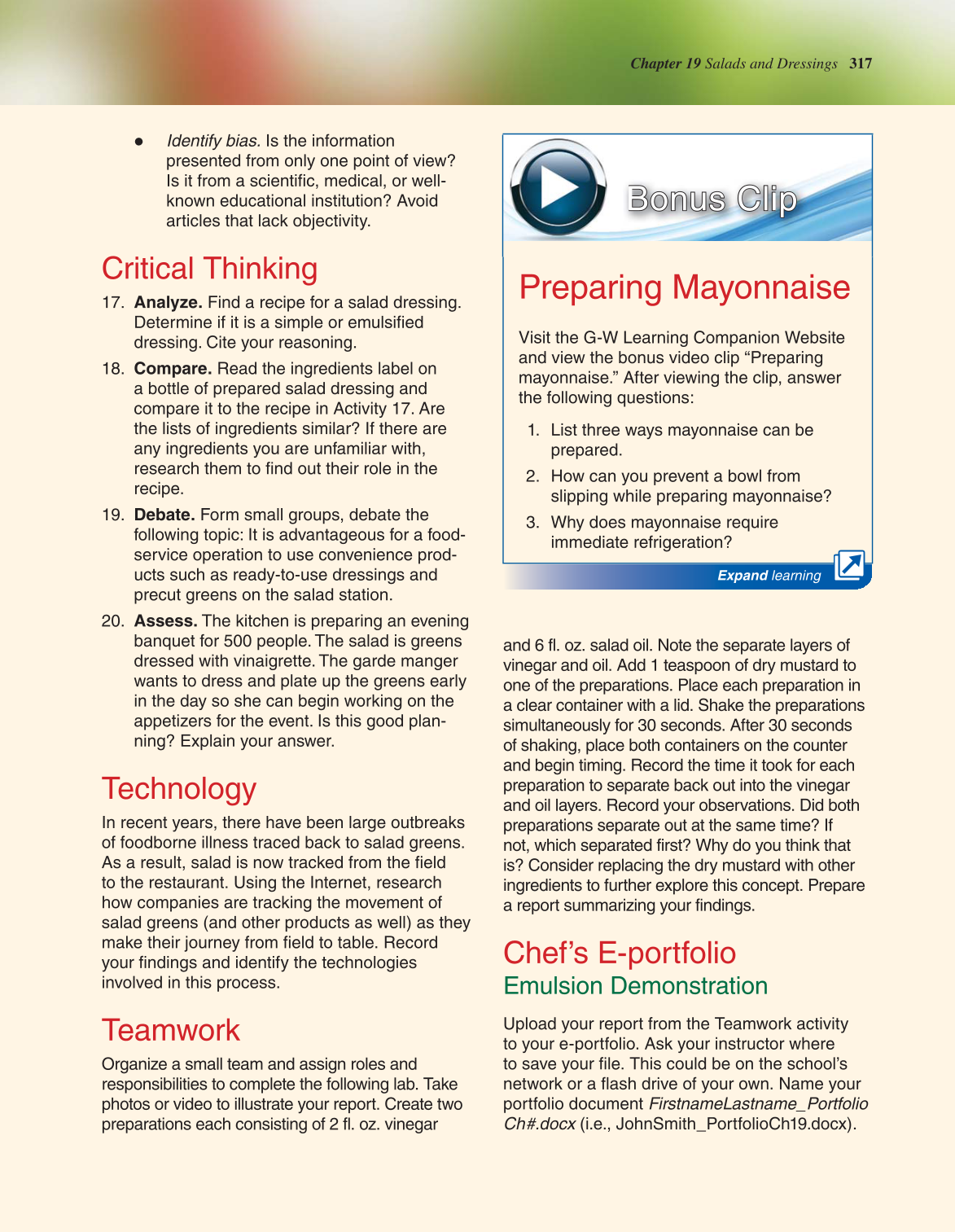 The Culinary Professional, 2nd Edition page 317