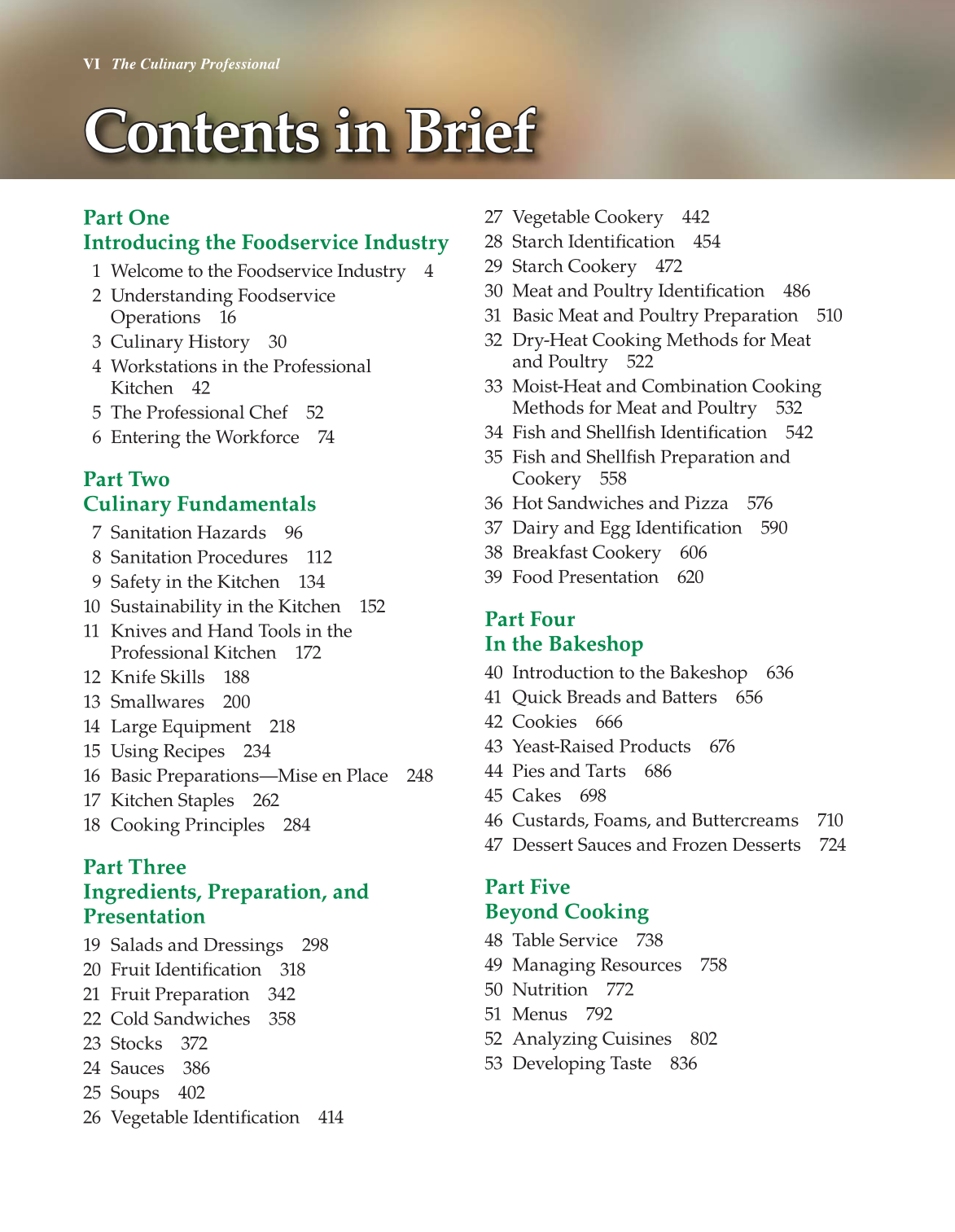 The Culinary Professional, 2nd Edition page VI