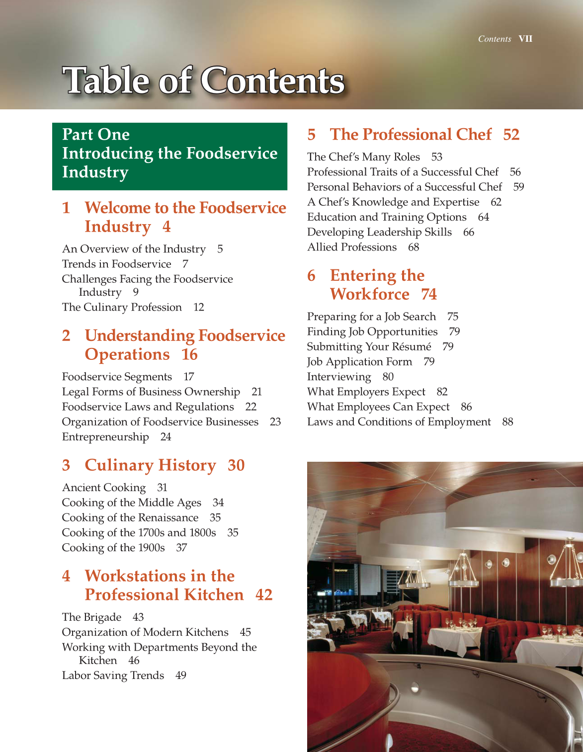 The Culinary Professional, 2nd Edition page VII