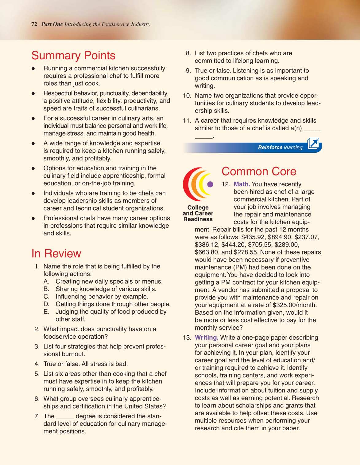 The Culinary Professional, 2nd Edition page 72
