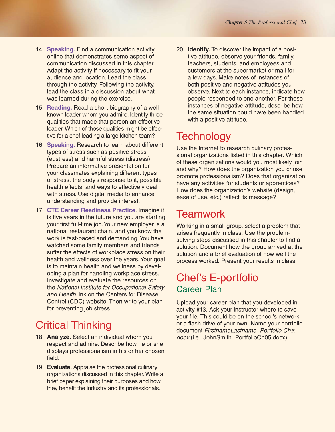 The Culinary Professional, 2nd Edition page 73