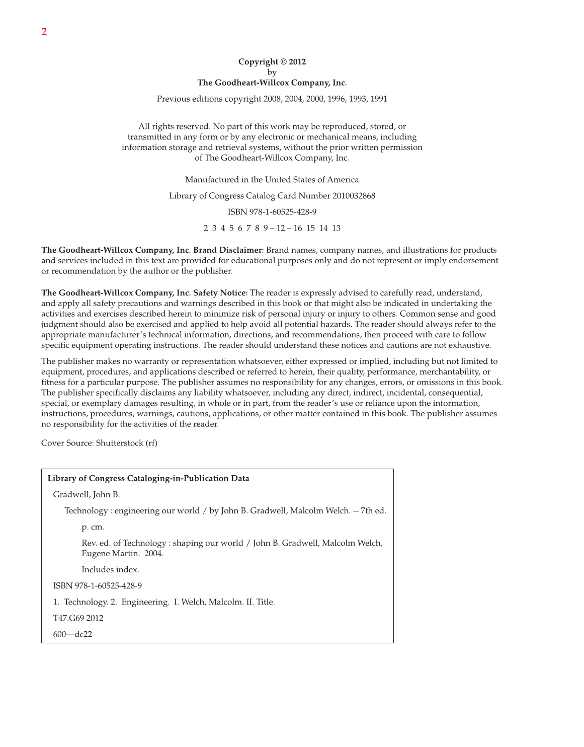 Technology: Engineering Our World, 7th Edition page 2