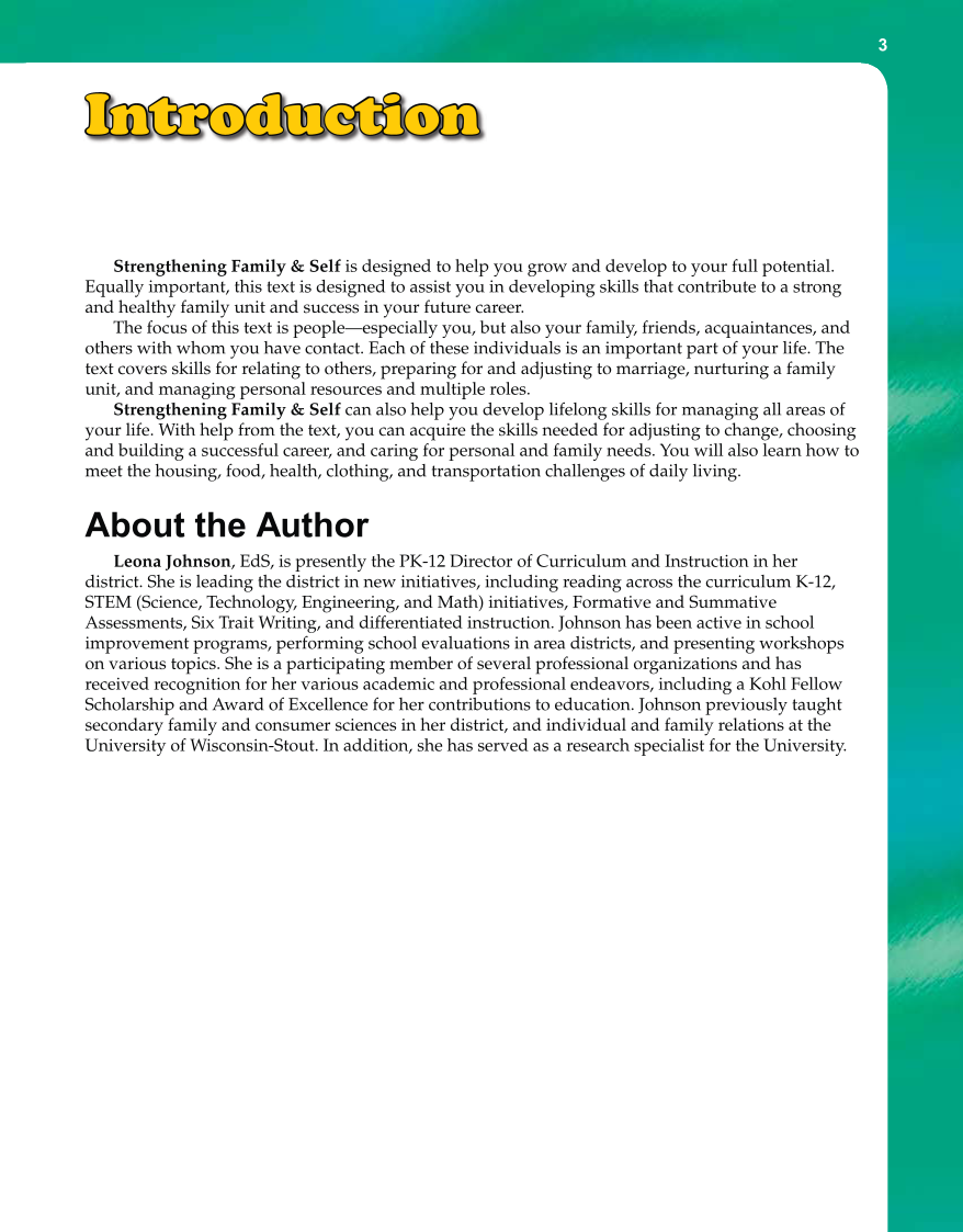 Strengthening Family &amp; Self, 6th Edition page 3