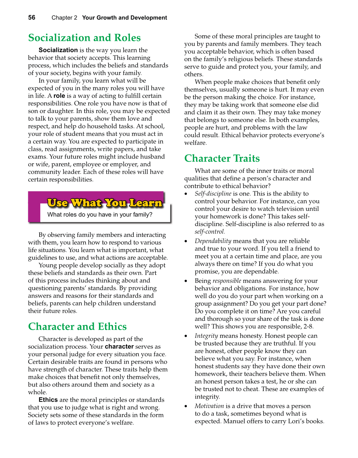 Strengthening Family &amp; Self, 6th Edition page 56