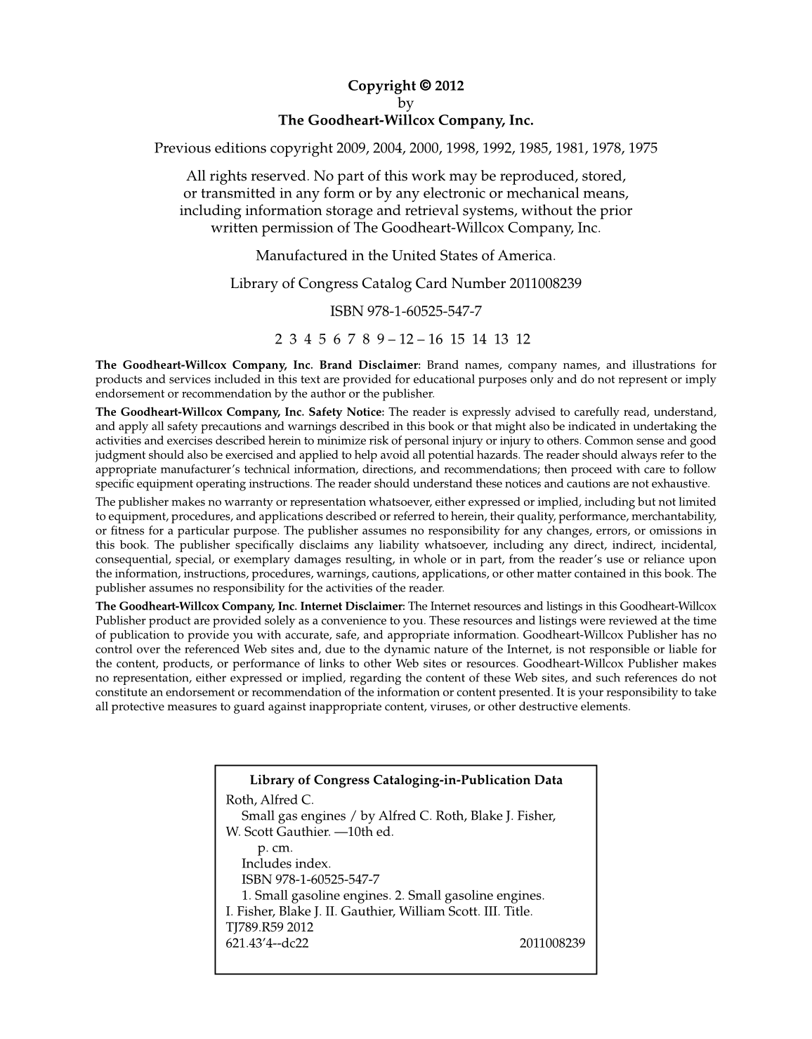 Small Gas Engines, 10th Edition page 2