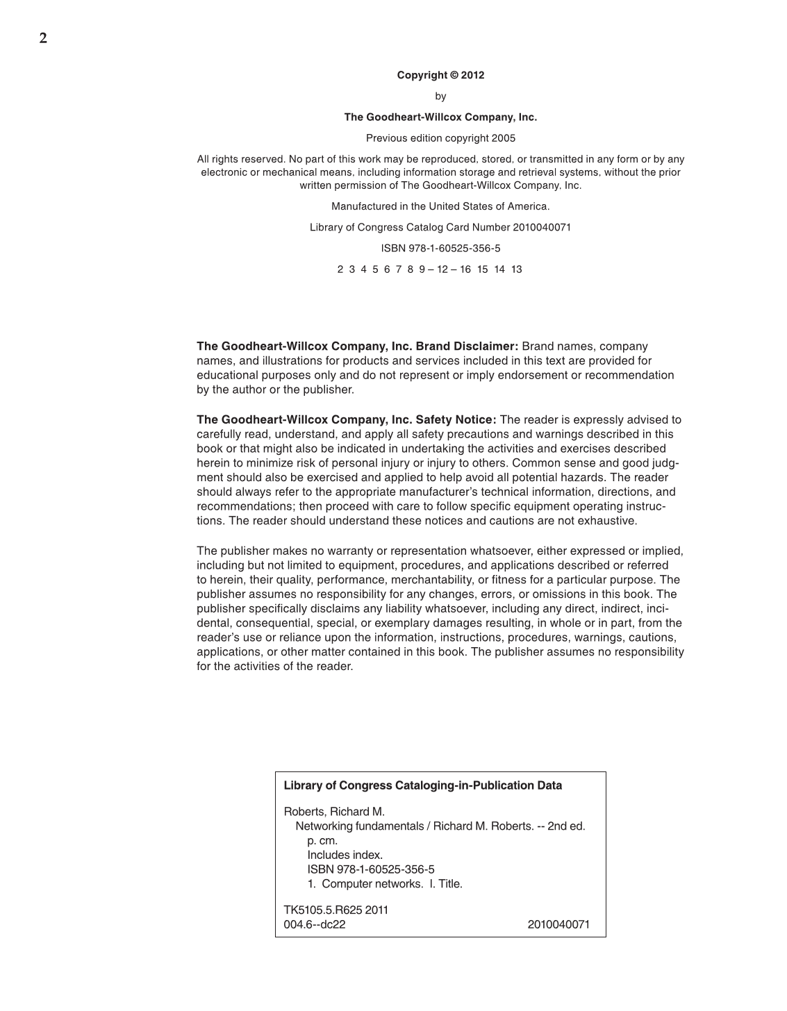 Networking Fundamentals, 2nd Edition page 2
