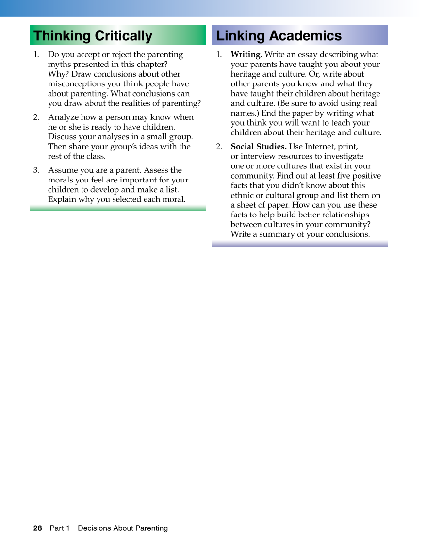 Parents and Their Children, 7th Edition page 28