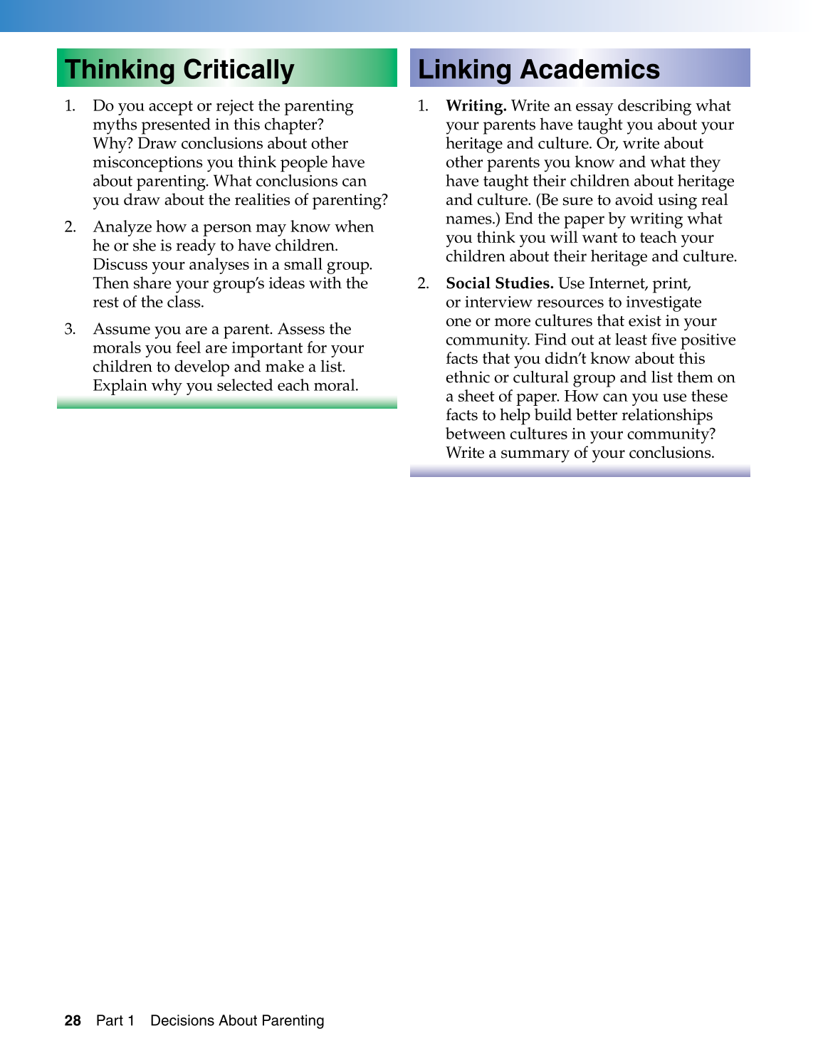 Parents and Their Children, 7th Edition page 28