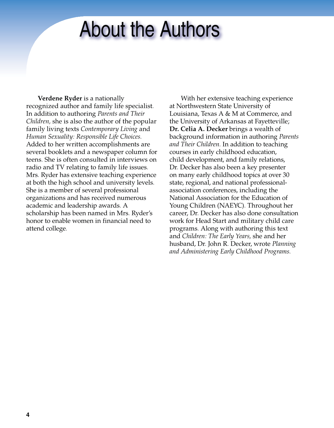 Parents and Their Children, 7th Edition page 4