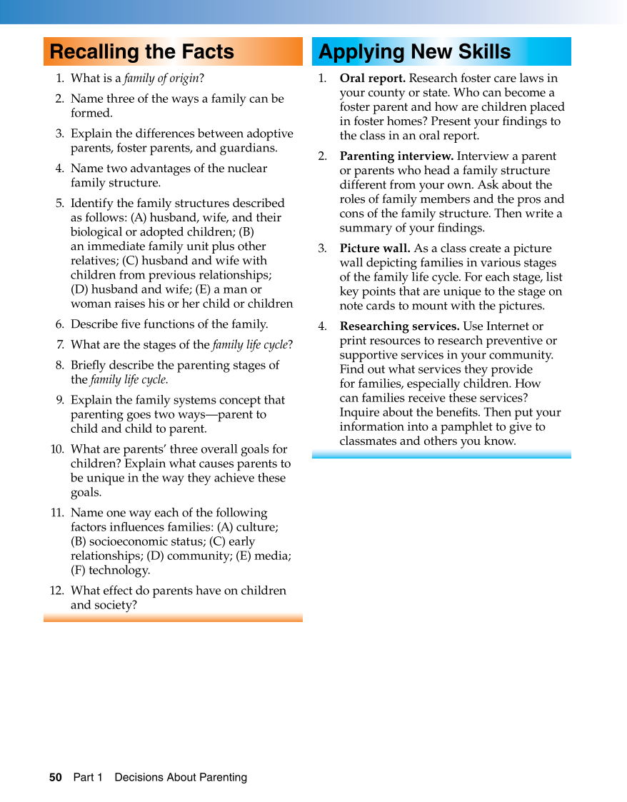 Parents and Their Children, 7th Edition page 50