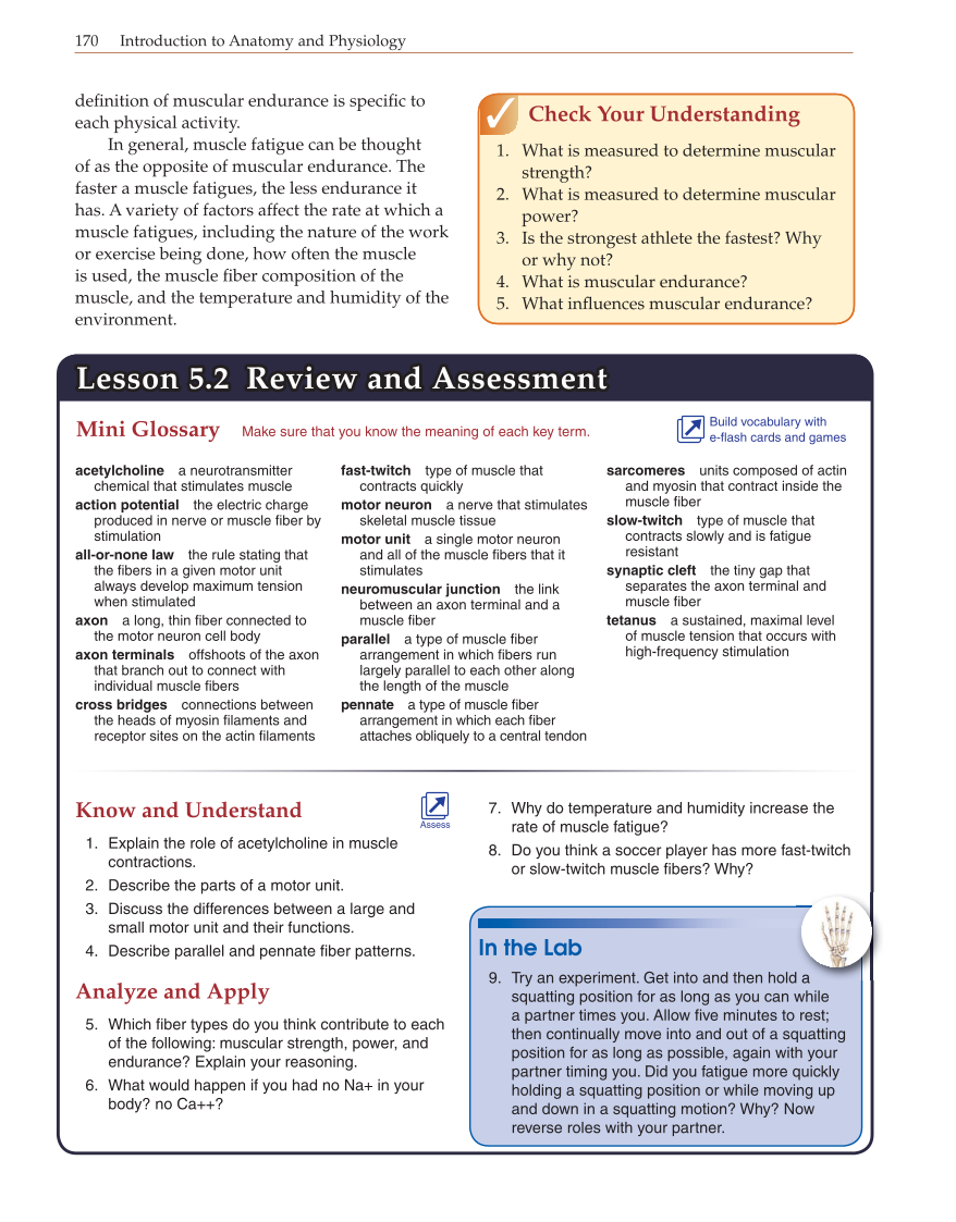 Introduction to Anatomy and Physiology, Online Student Edition page 170