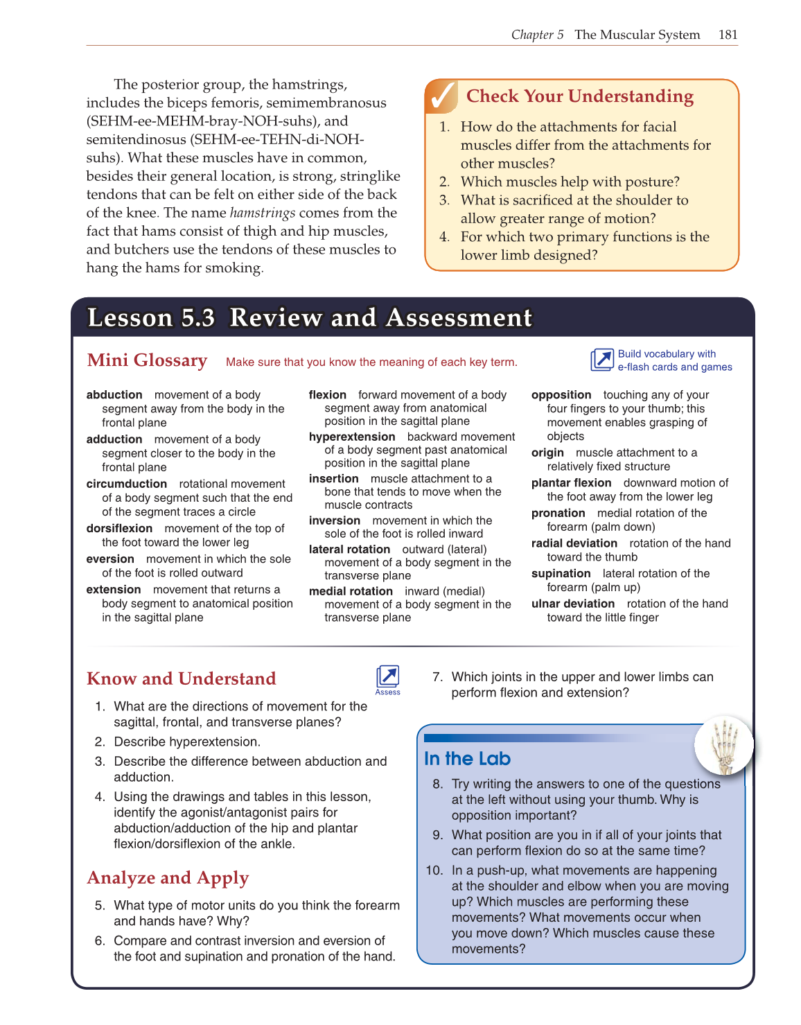 Introduction to Anatomy and Physiology, Online Student Edition page 181
