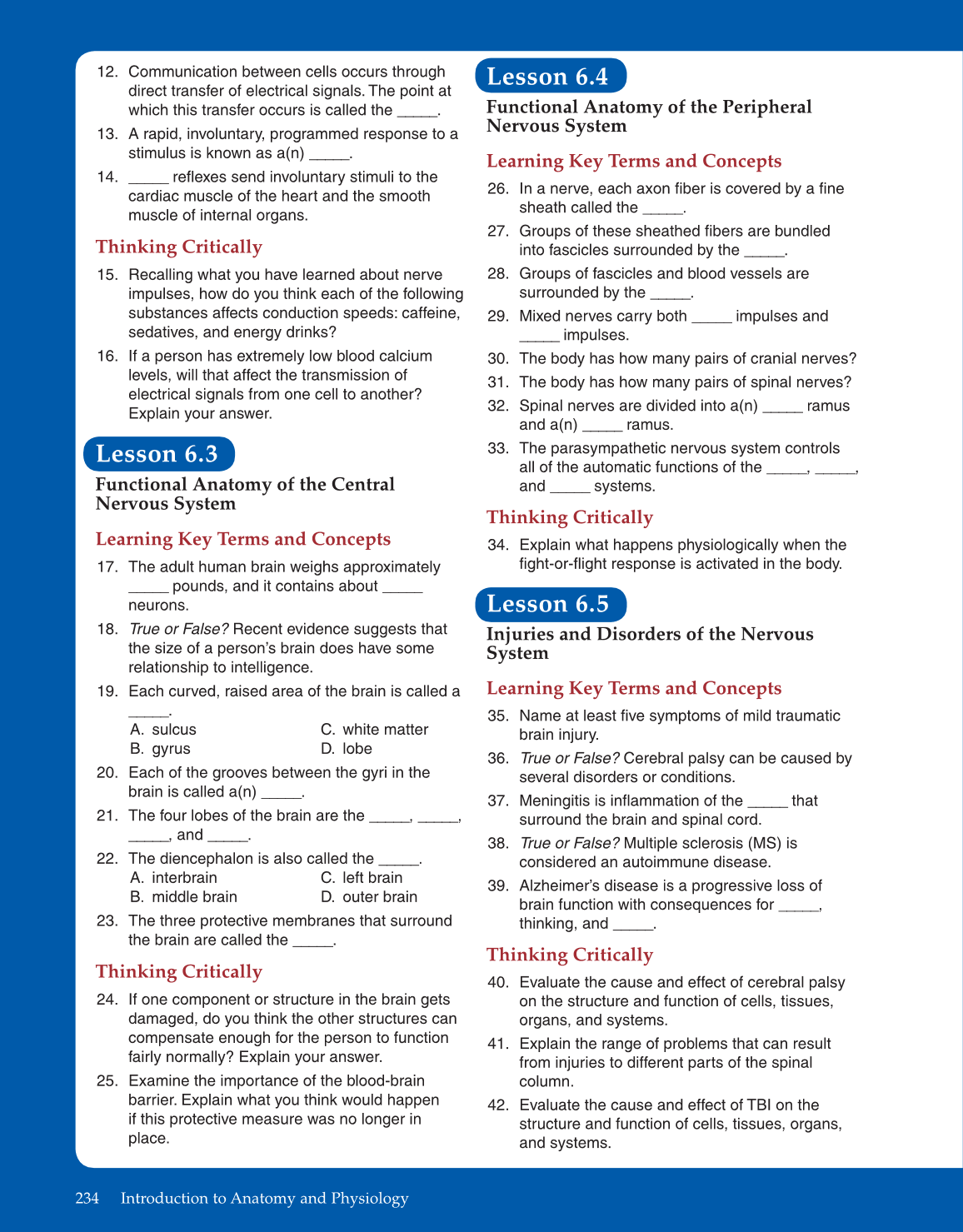 Introduction to Anatomy and Physiology, Online Student Edition page 234