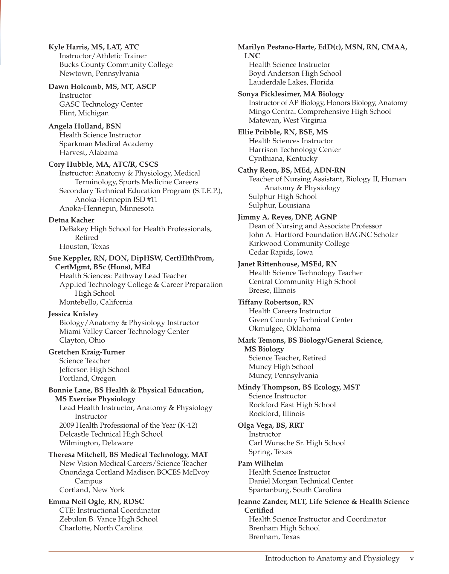 Introduction to Anatomy and Physiology, Online Student Edition page v