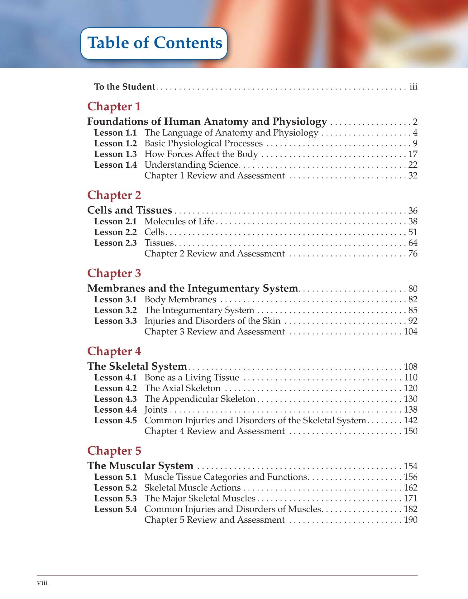 Introduction to Anatomy and Physiology, Online Student Edition page viii