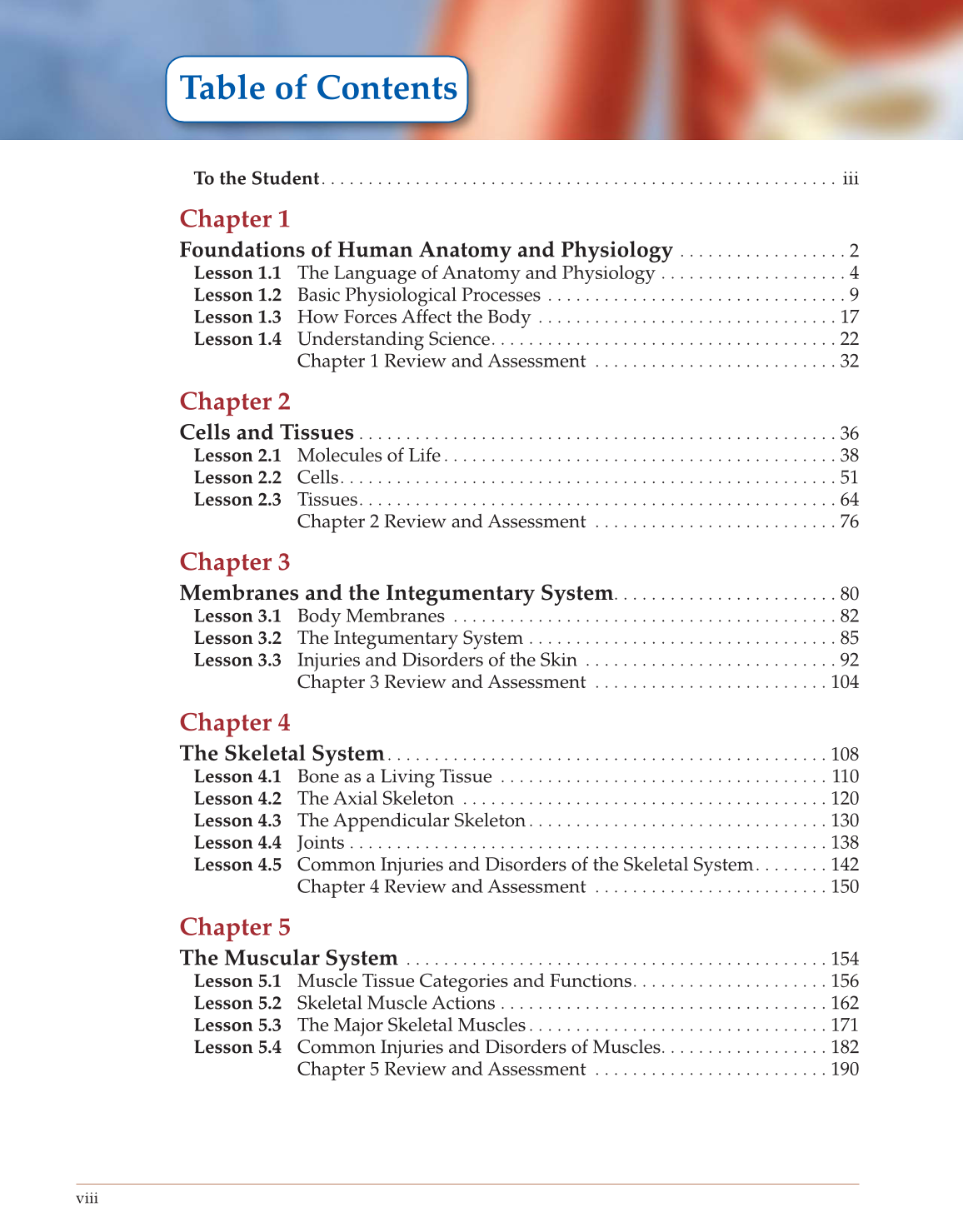 Introduction to Anatomy and Physiology, Online Student Edition page viii