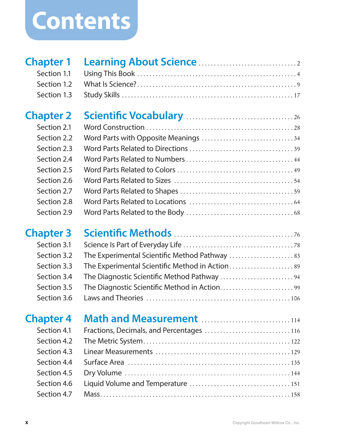 Preparing for A&P: Basic Science and Biology, 1st Edition page x