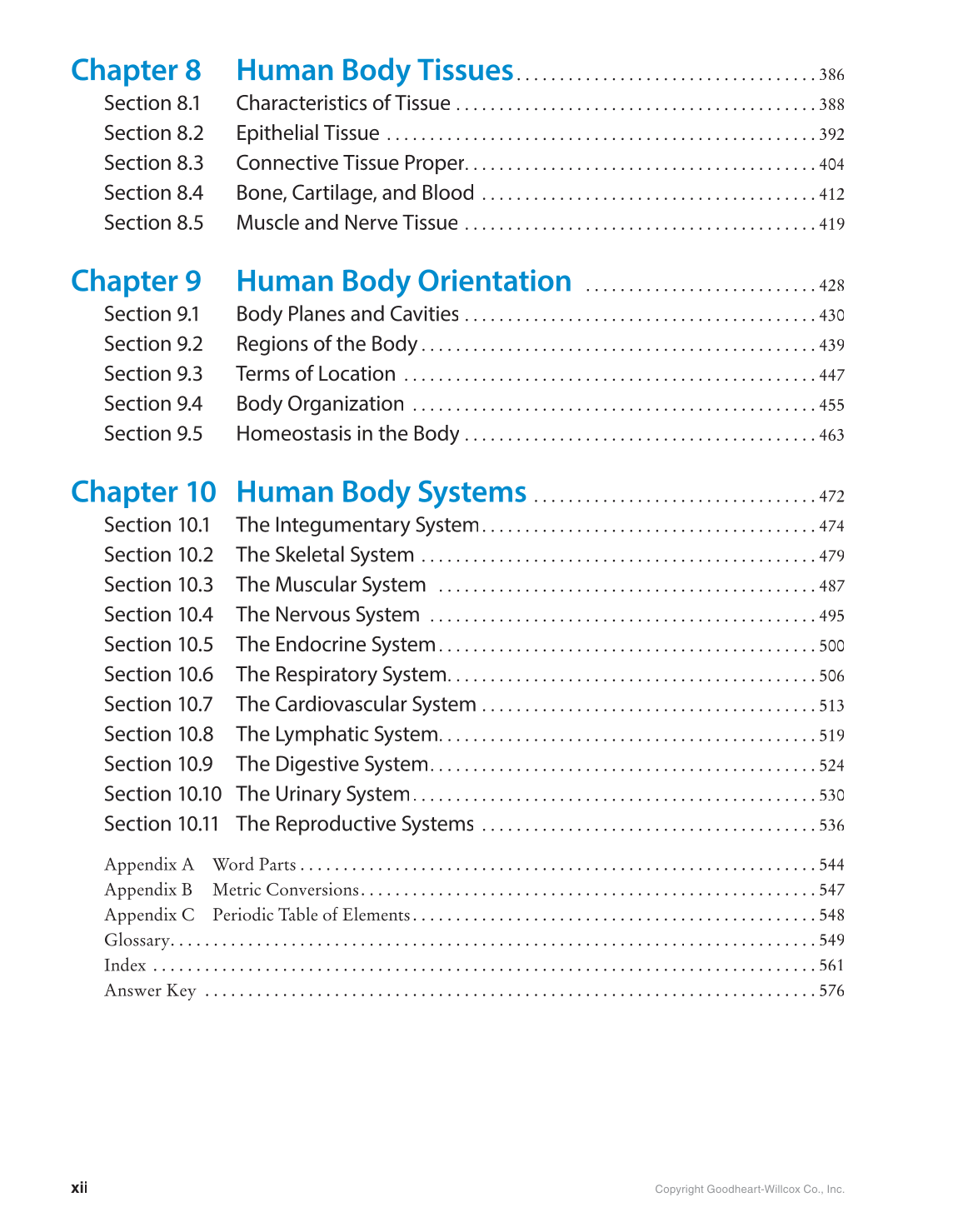 Preparing for A&P: Basic Science and Biology, 1st Edition page xii
