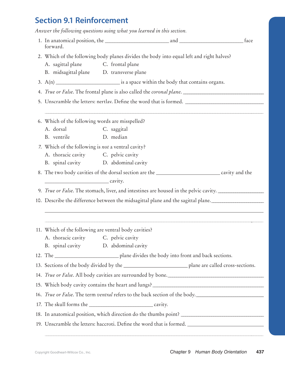 Preparing for A&P: Basic Science and Biology, 1st Edition page 437
