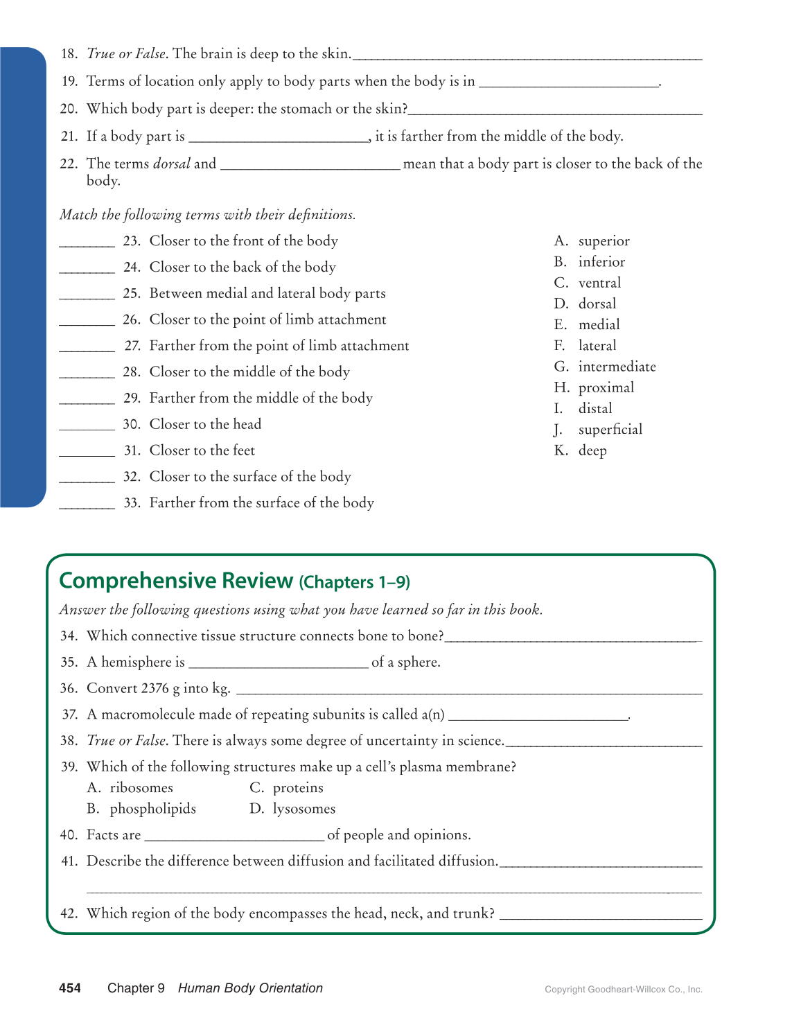 Preparing for A&P: Basic Science and Biology, 1st Edition page 454