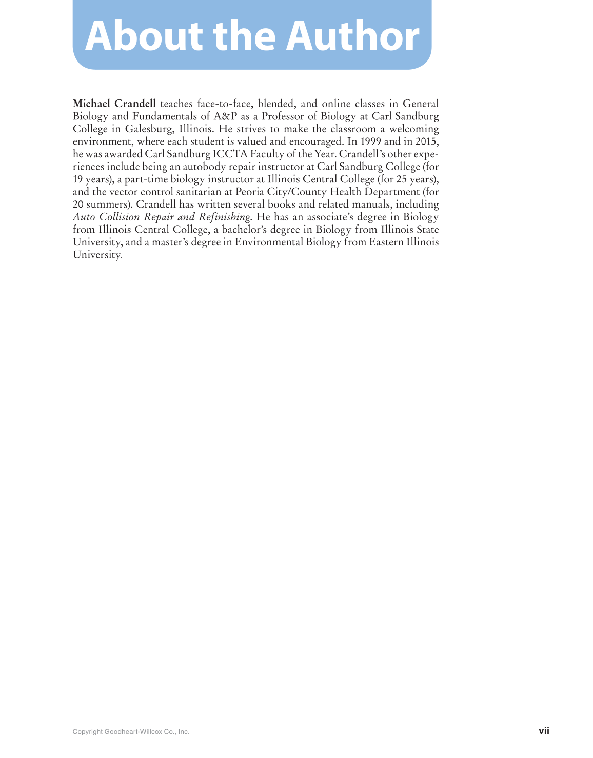 Preparing for A&P: Basic Science and Biology, 1st Edition page vii