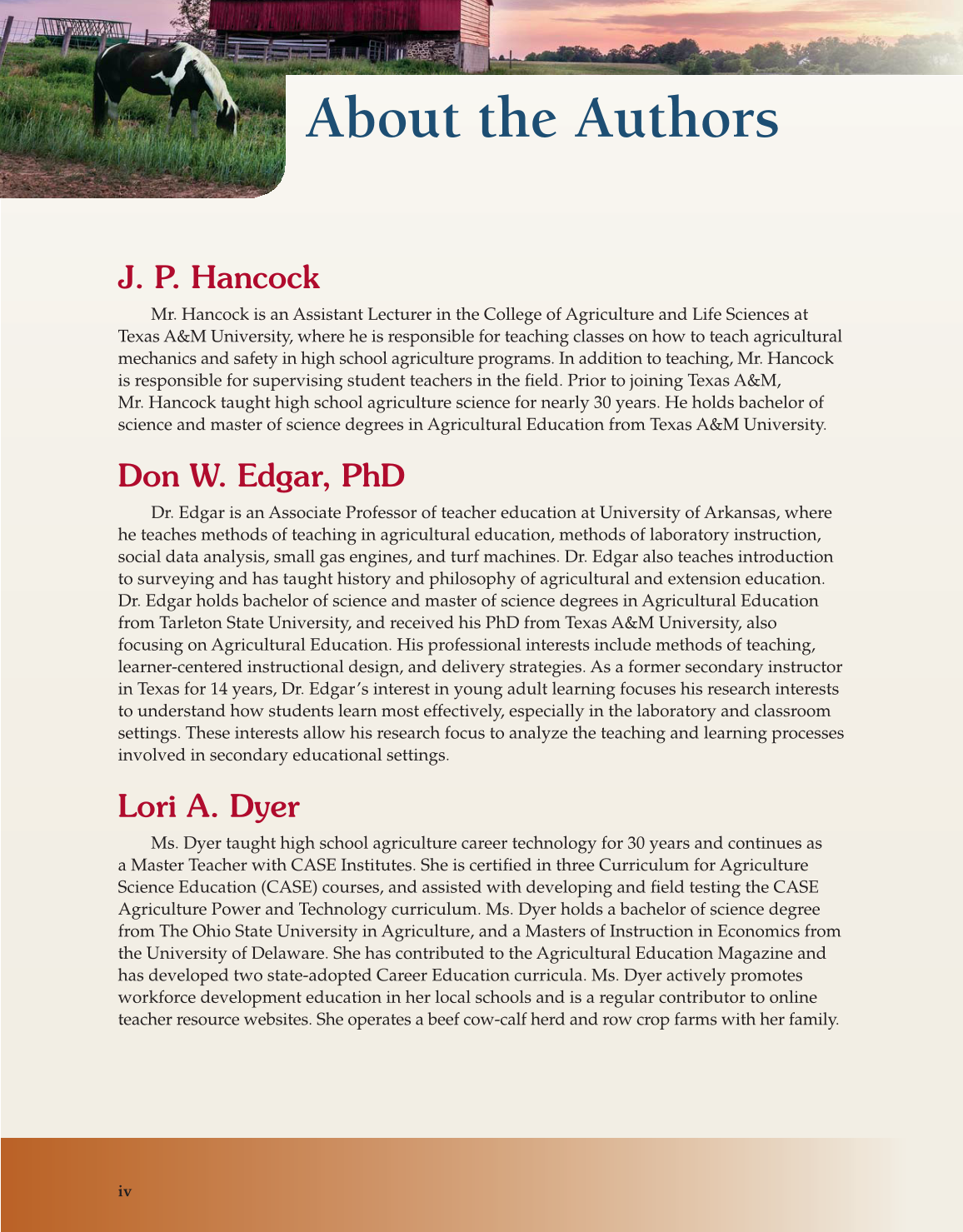 Agricultural Mechanics and Technology Systems, 1st Edition page iv