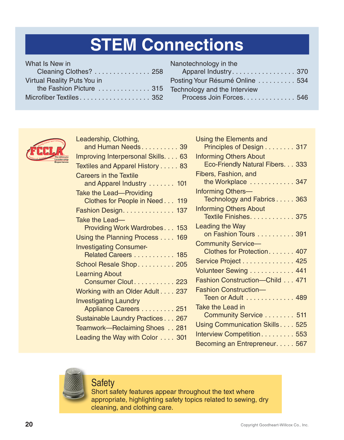 Apparel: Design, Textiles & Construction, 11th Edition page 20