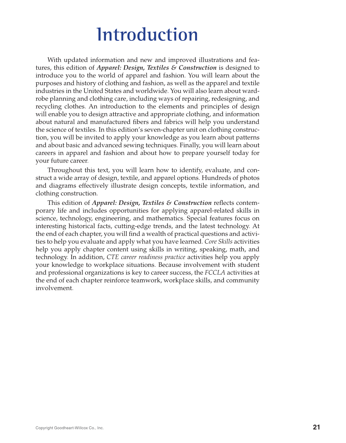Apparel: Design, Textiles & Construction, 11th Edition page 21