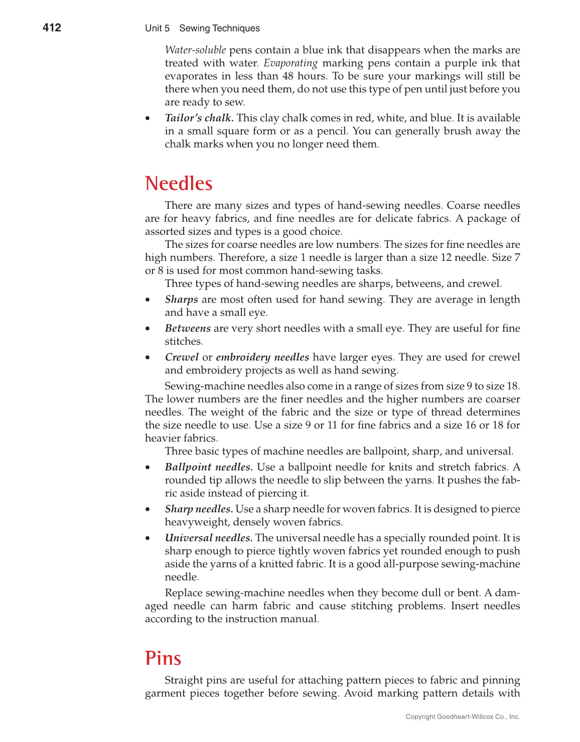 Apparel: Design, Textiles & Construction, 11th Edition page 412