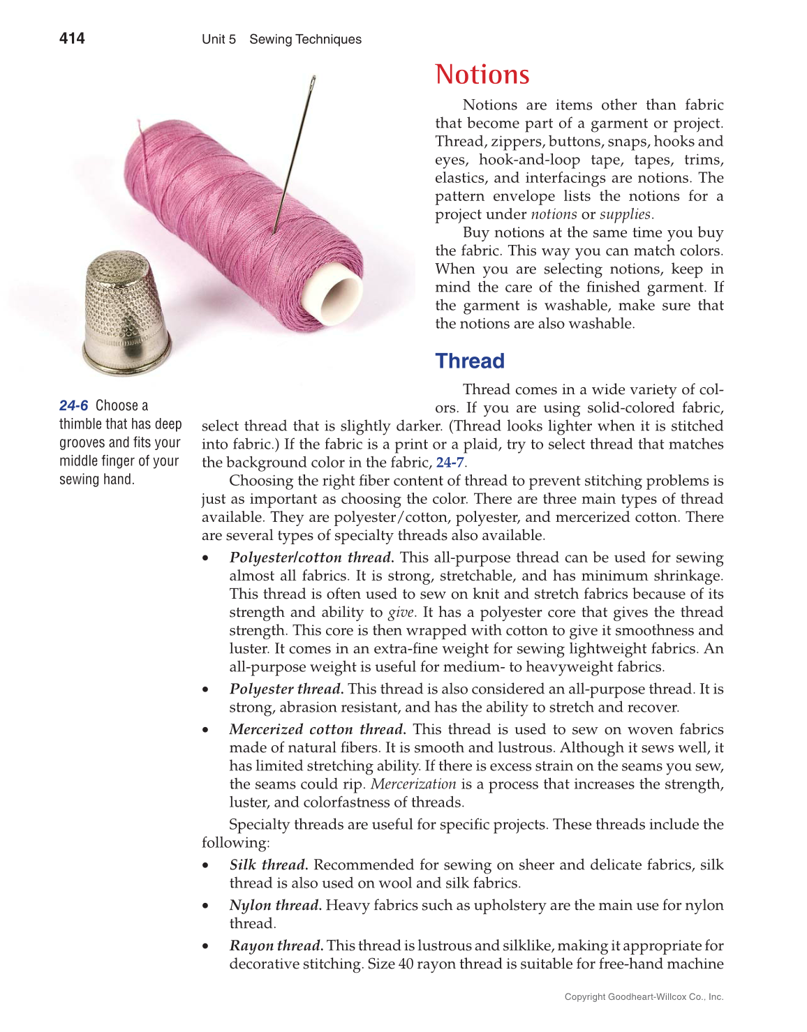 Apparel: Design, Textiles & Construction, 11th Edition page 414